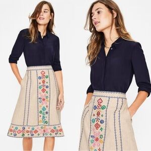 Boden Linen embroidered skirt